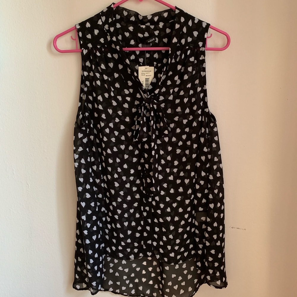 NWT Aqua hearts sheer top w/front ties